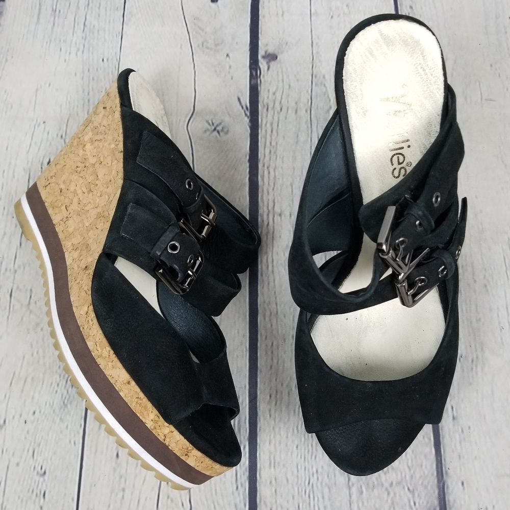 MILLIE'S | cork wedge suede strappy sandals